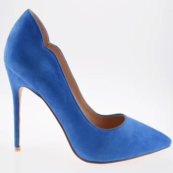 blue suede stilettos