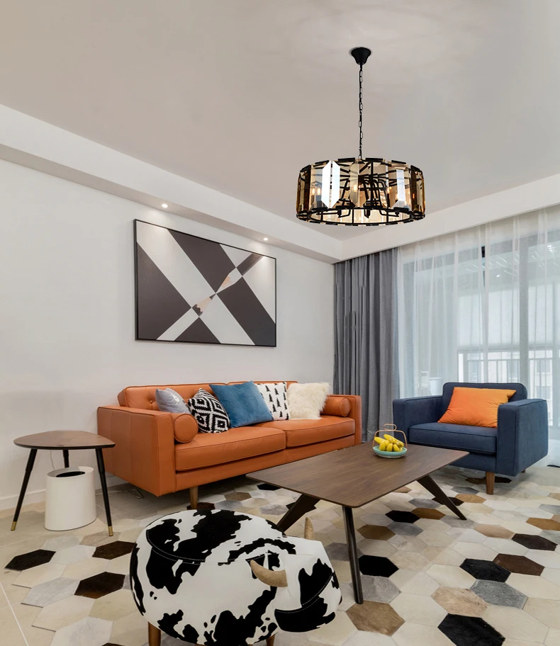 smoky glass round Luxury Crystal Pendant Lamp With Indoor Lights Hotel Decoration Lighting