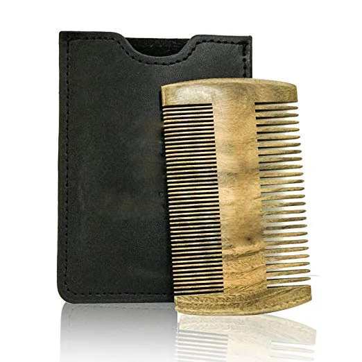 

Green sandalwood double sided beard comb,private label beard comb,wooden beard comb