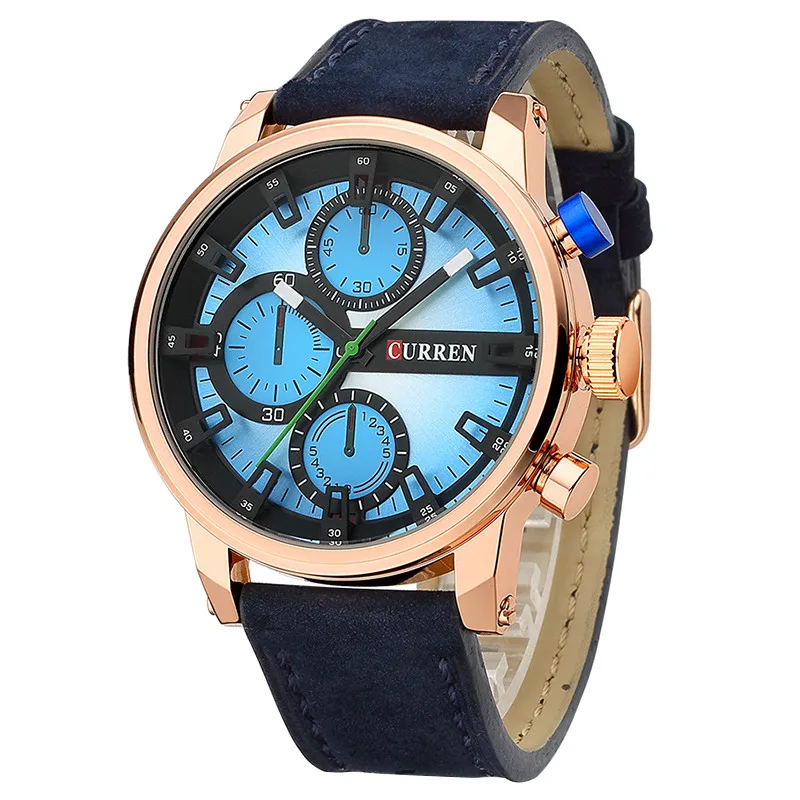 

2018 Mens Watch Curren 8170 Brand Luxury Quartz Watch 3D Sport Dial Date Clock Fashion Genuine Leather Watch Men relojes hombre