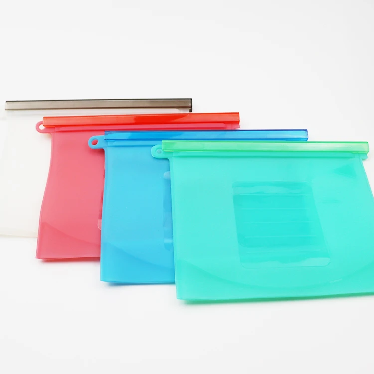 

Manufacturer Silicone Fresh Food Storage Bag With Plastic Trip, Red;bule;white;pink