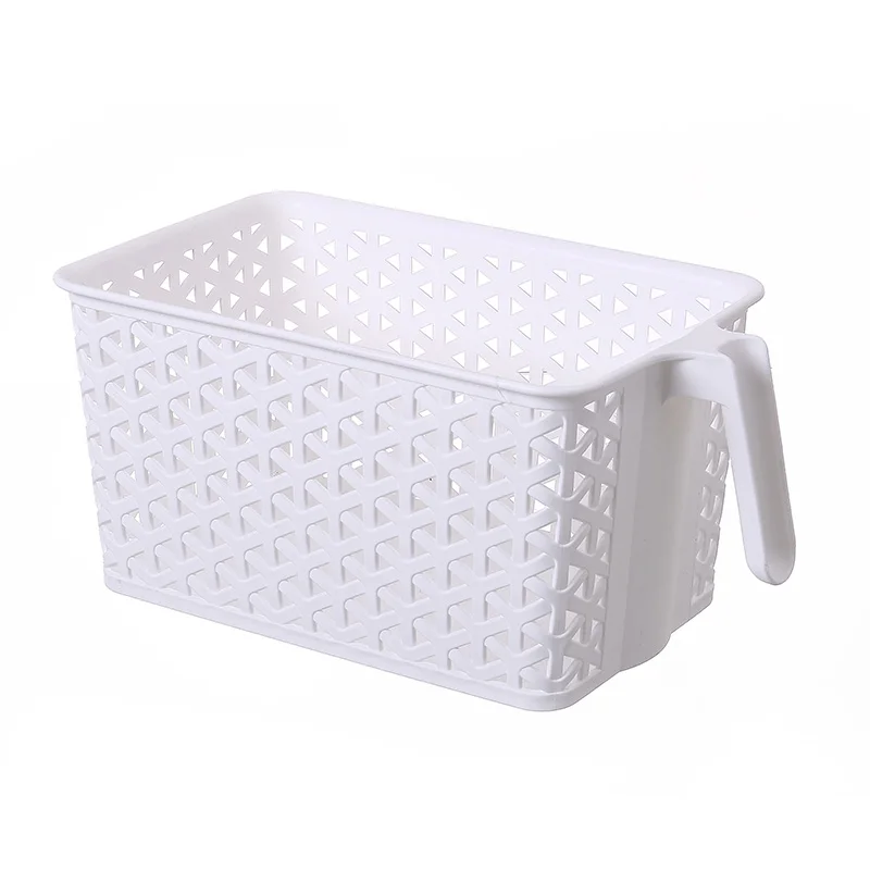 4l 6.5l White Plastic Rattan Storage Basket With Handle Buy Plastic