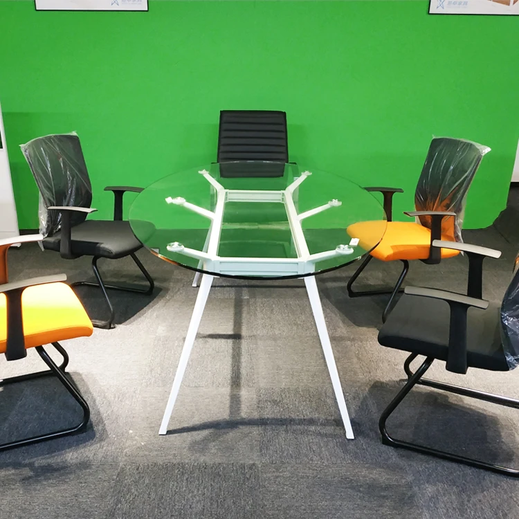 Modern Tempered Glass Oval Conference Table For 6 Person Buy Oval
