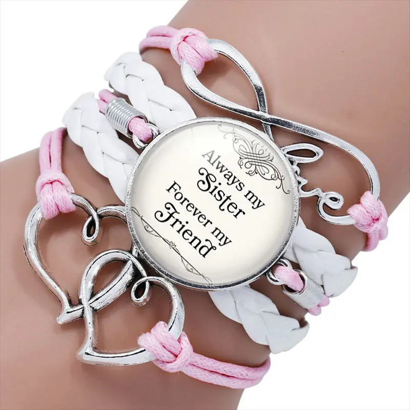 

Fahion Multilayer Woven leather Bracelet Men Women Always My Sister Forever My Friend"Friendship gift bangles Jewelry, As picture