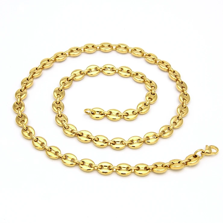 

Hot Selling 22 7.5mm HipHop Zinc Alloy Iced Out Gold Plated Coffee Beans Necklace, N/a