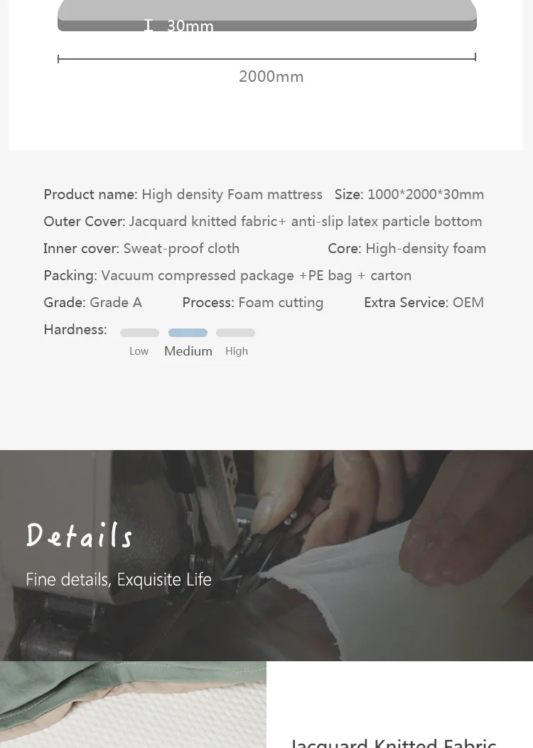 Foldable Compressible Foam Mattress Vacuum Packed Memory Foam Mattress For Good Sleeping