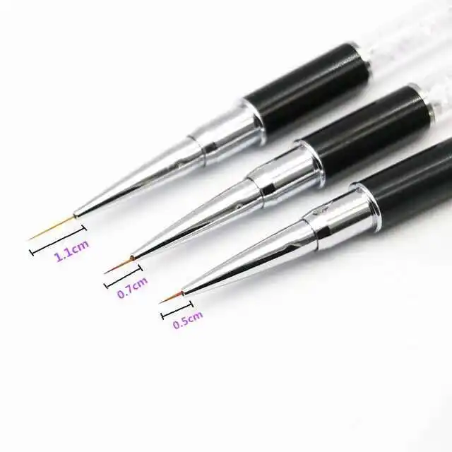 

3pcs nai art liner brush set with metal diamond acrylic handle