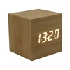 Temperature Display Wooden Cube Digital Smart Clock