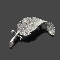 

Leaf Rhinestone brooch china wholesale feather alloy jewelry zircon stone brooch women crystal letter brooch pins