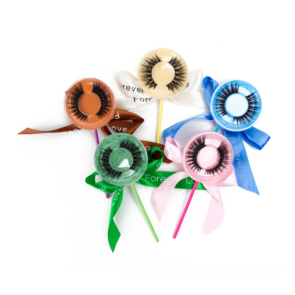 Wholesale Product 3D Mink False Eyelash Strip Lashes Lollipop Packaging