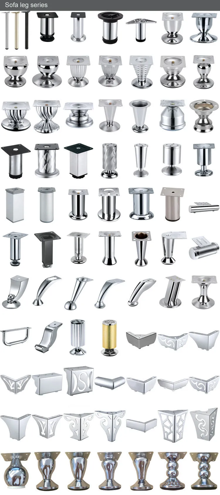 M8 Chrome Metal Adjustable Metal Screw In Iron Tube Couch Sofa Leg