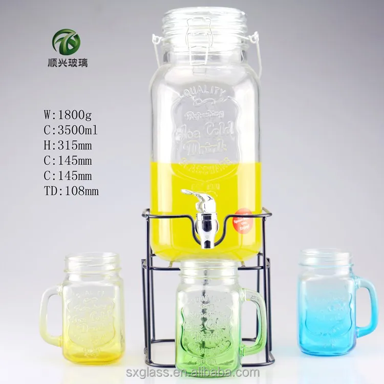 3500ml high quality glass dispenser jar for juice drinking