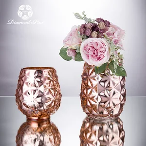 mercury round bottom wholesale handmade table small centerpieces mirrored rose gold glass wedding flower vase