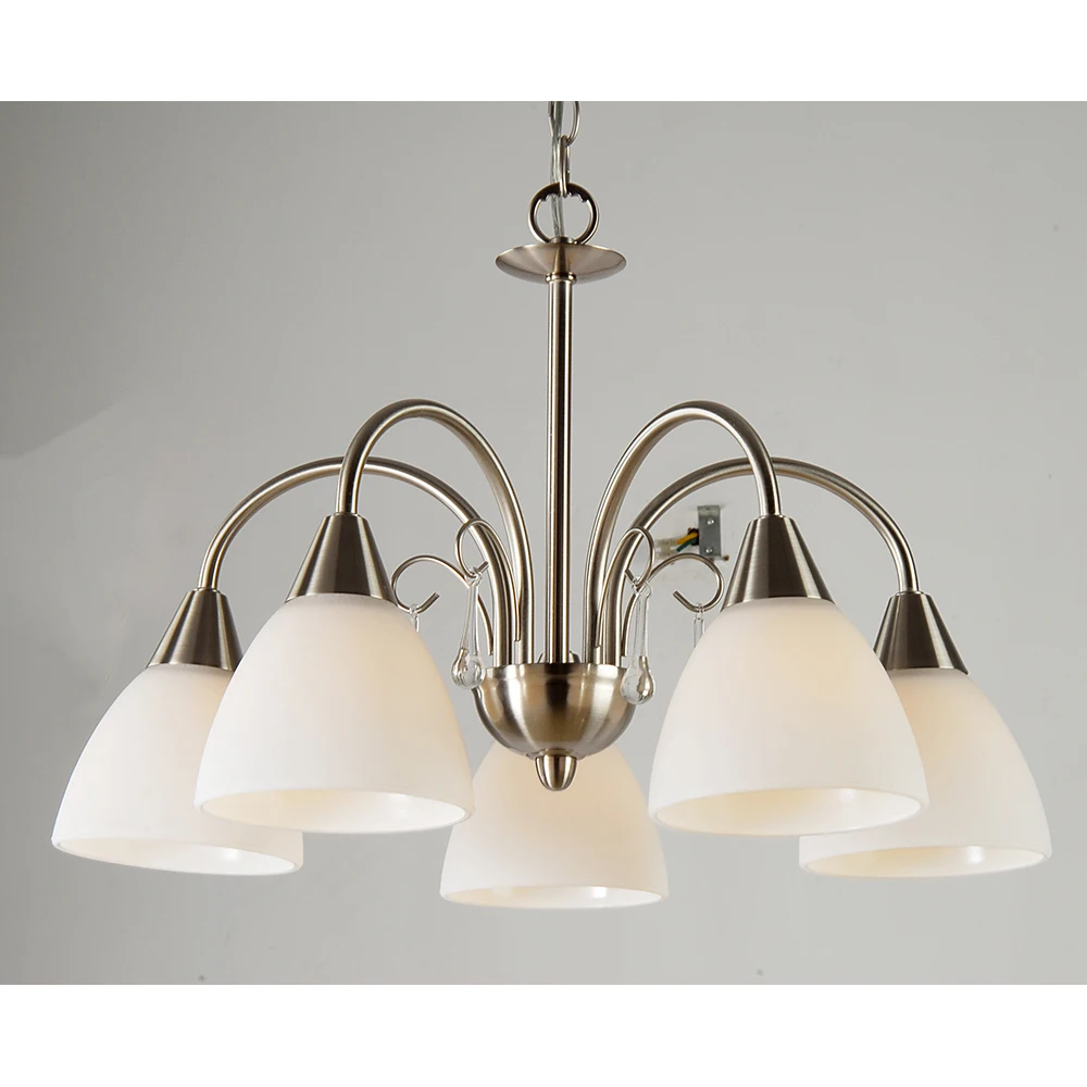 Decorative Ceiling E27 3/5/8 Lights lobby white brush golden glass shade brass living room chandelier