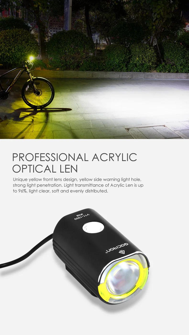 Gaciron新着1000ルーメンv11バイクライトled自転車ヘッドライト外部