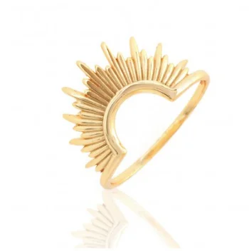 

925 Sterling Silver 18K Gold Plated Popular Sun Shape Ring Spike Ring for Women, Gold, silver