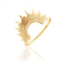 

925 Sterling Silver 18K Gold Plated Popular Sun Shape Ring Spike Ring for Women