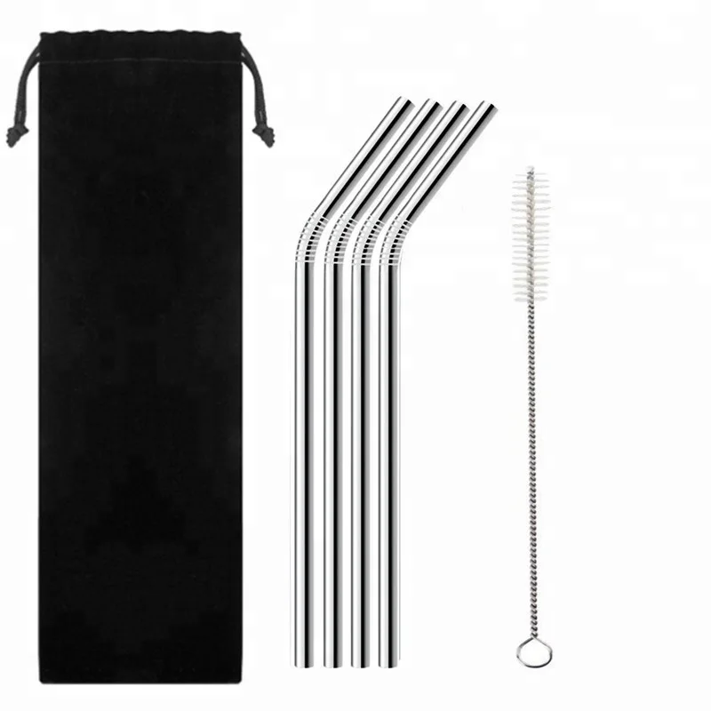 

Stocked Reusable Metal Drinking Straws with Brush Pack of 4, Silver;black;gold;rose gold;rainbow;etc.