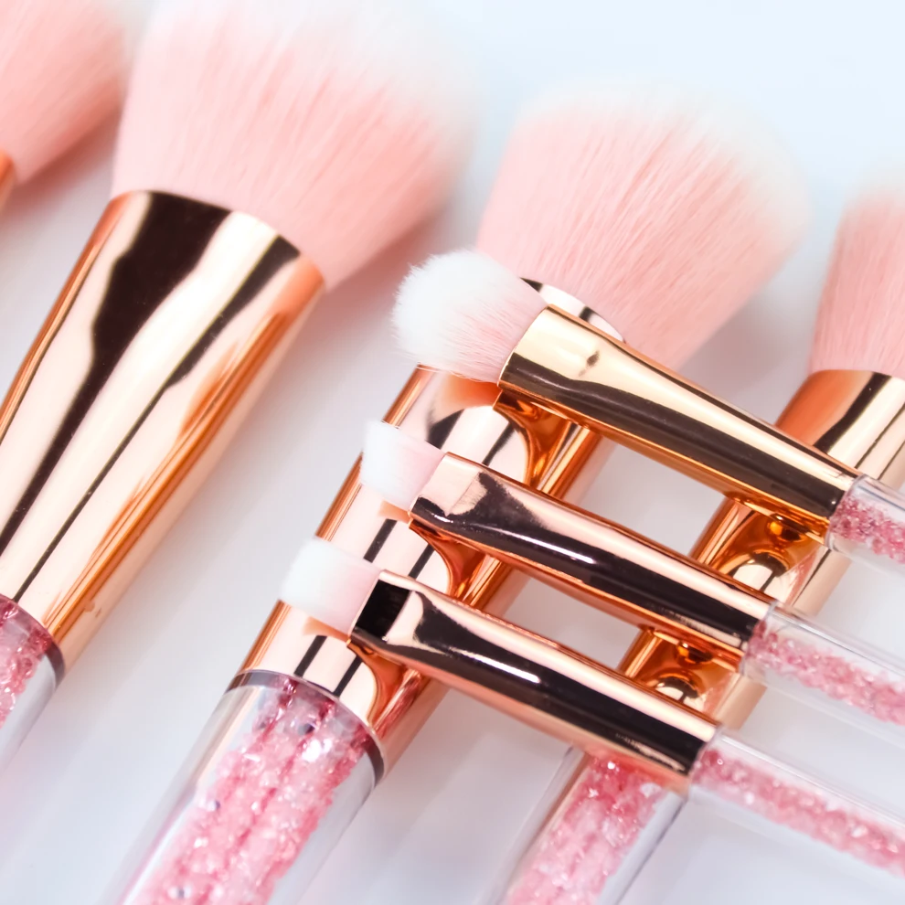 

Crystal Handle Diamond Makeup Brushes 7Pcs Glitter Make-Up Brush Set, Pink, green