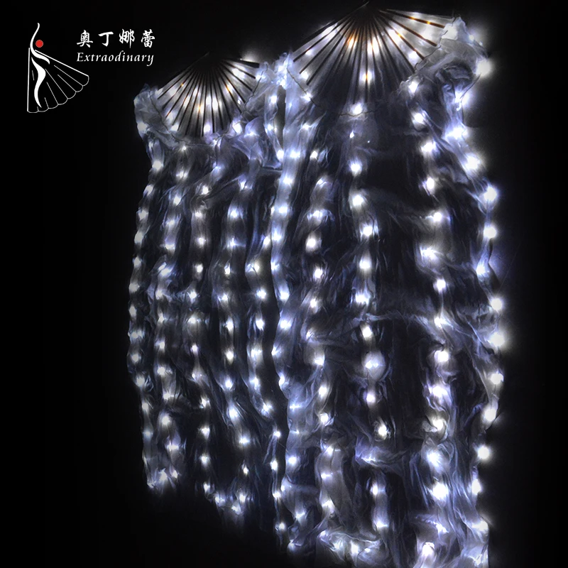 

Performance Prop Accessories Light up LED Fans Belly dance LED silk fan veil for Festival Carnival, Red;white;blue;fuchsia;rainbow