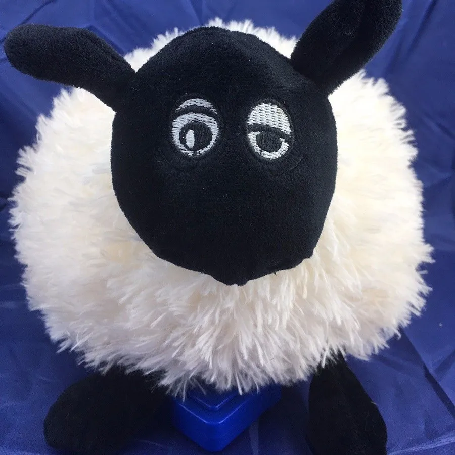 D645 Fluffy Sheep Plush Black White Toy Animal Furry Lamb Cartoon Round
