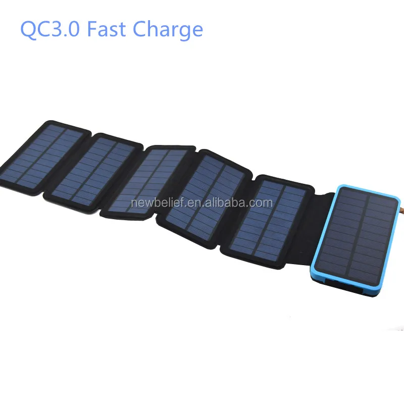 100% Full Charging by Sunlight Quick Charge 3.0 Solar Power Bank QC3.0 Solar Power Battery Charger Waterproof