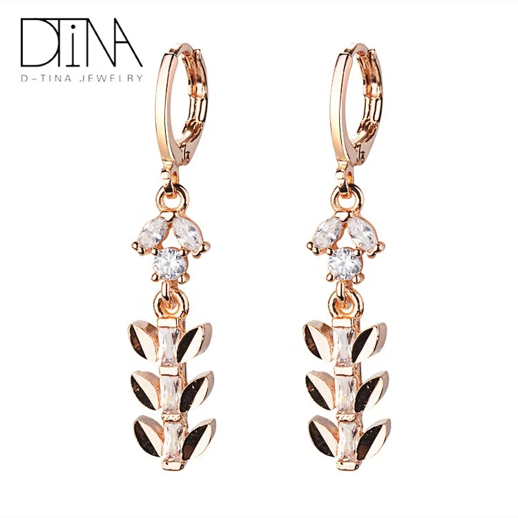 

DTINA willow pendant earrings champagne gold 18k gold-plated women's earrings