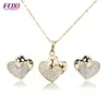 Foxi korean jewelry 18k gold heart zirconia women chain necklace sets