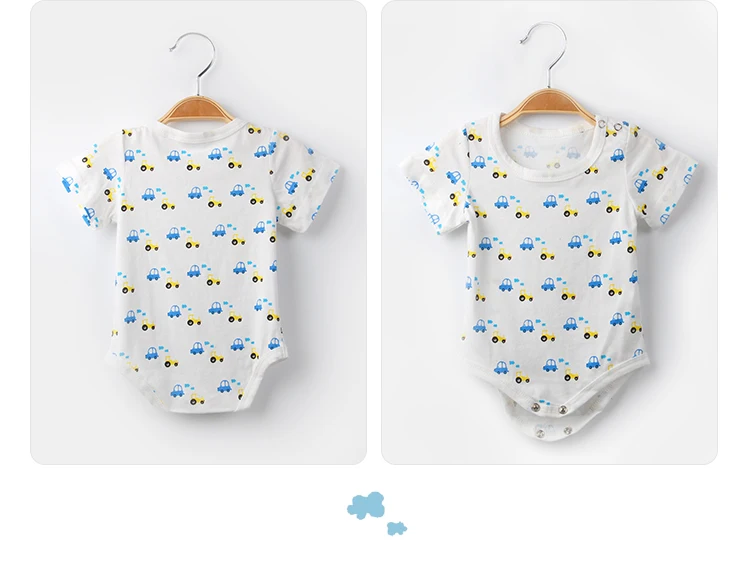 Organic Cotton Little Car Baby Clothing Sets Rompers with print Baby Gift Set