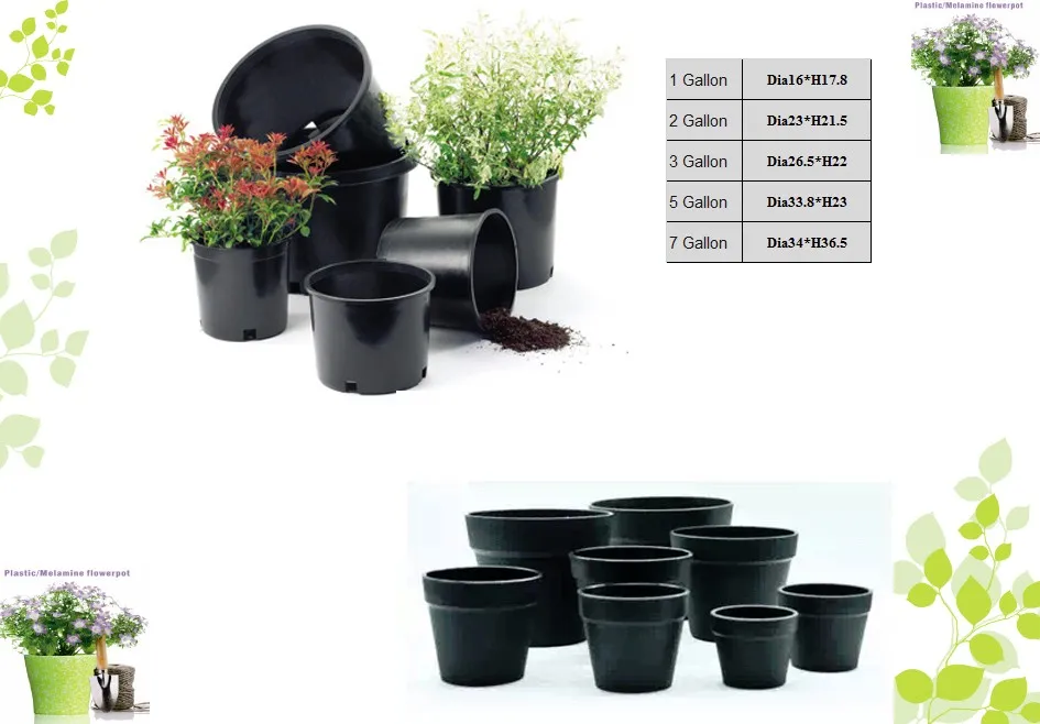 1 gallon round plastic black flower pot nursery pot nursery planter

