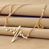 HM32 Factory Outlet Alloy Heart Shape Electrocardiogram pendant necklace Women