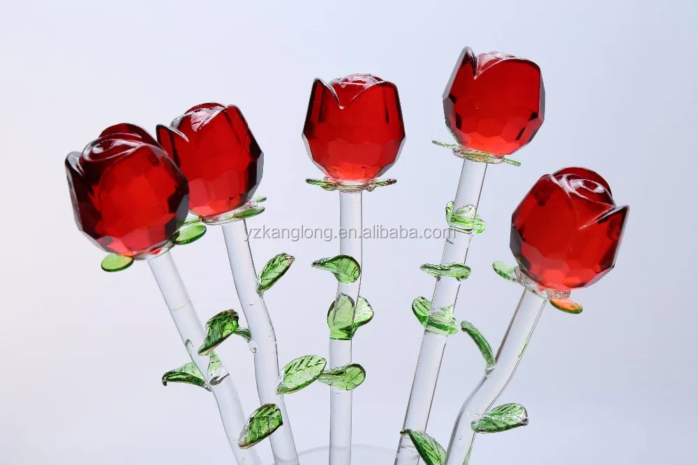 Long Stem Glass Rose Flowers Color Sprayed/home Normal Decoration Buy