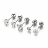 

Fashion 316L Stainless Steel Body Piercing Jewelry Star Heart Round Zircon Tragus Cartilage Earrings