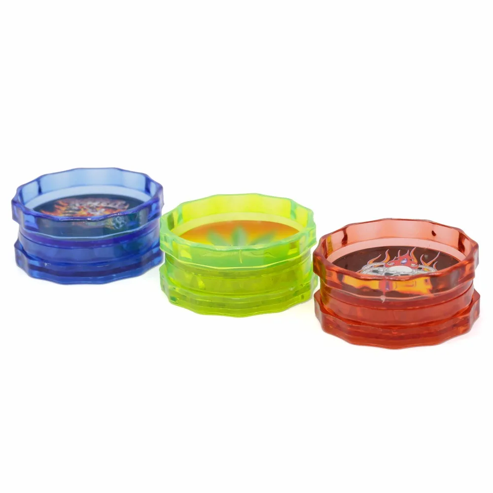 

Wholesale Mettle New Arrival 2 Parts  Colorful Plastic Display Box Packed Herb Grinder Cheap Tobacco Crusher, Red;blue;yellow