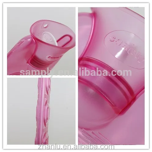 
2018 most popular portable long shape pvc hot water bottle young style varieties of fabric cover 