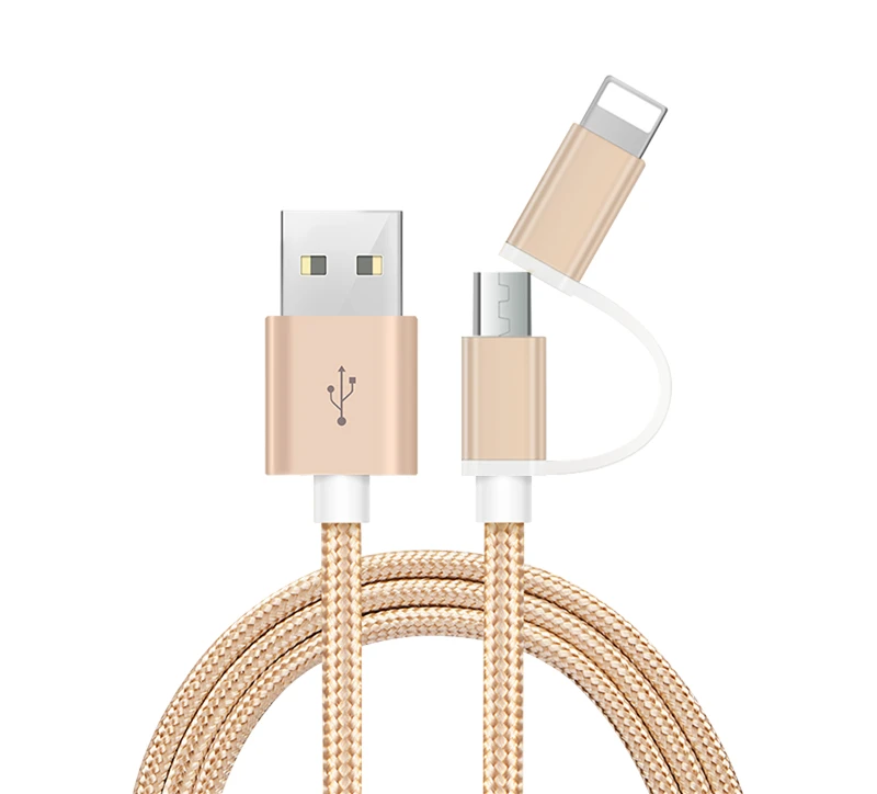 

2in 1 usb charging micro usb cable for iphone charger, Gold/rose gold/red/sliver/blue/black