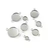 Bezel Pendants Trays Stainless Steel Double Buckle Setting Round Blank Base For DIY Jewelry Making 8/10/12/14/16/18/20/22/27mm