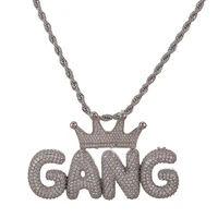 

Custom Crown Bail Drip Bubble Initial Letters Chain Necklaces & Pendant For Men Women Gold Color Cubic Zircon Hip Hop Jewelry