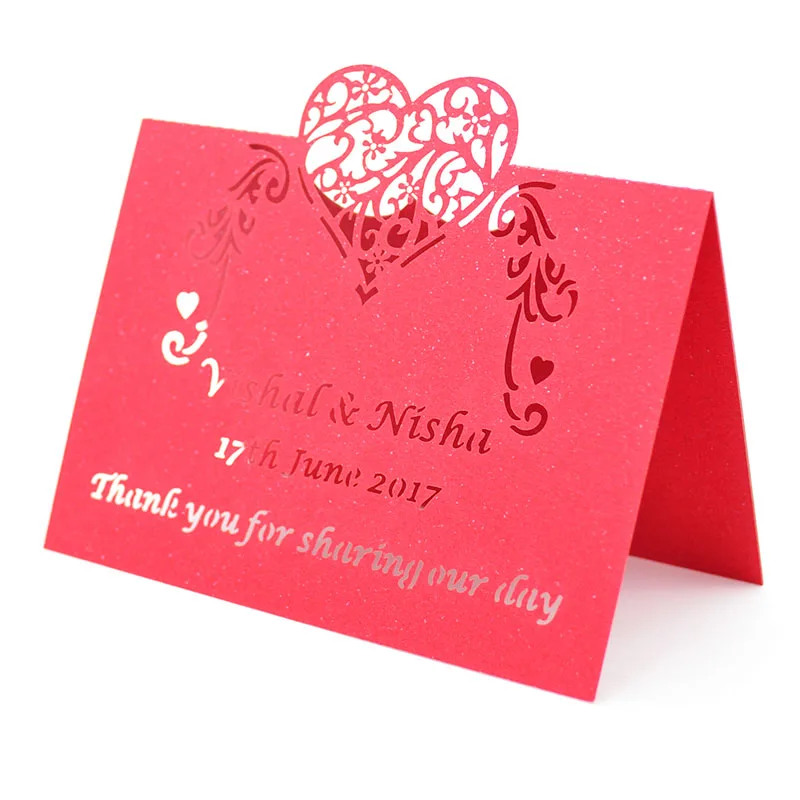 Details about   1-100X Heart Name Place Cards Love Laser Cut Wedding Card For Glass Wine Decor 