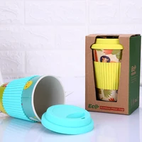 

Customized Design Eco-friendly Reusable Degradable Bamboo Coffee Cup With Silicone Lid