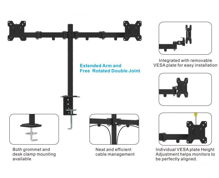 180 Degree Multi Screen Lcd Monitors Stand Desk Tv Dual Monitor Mount