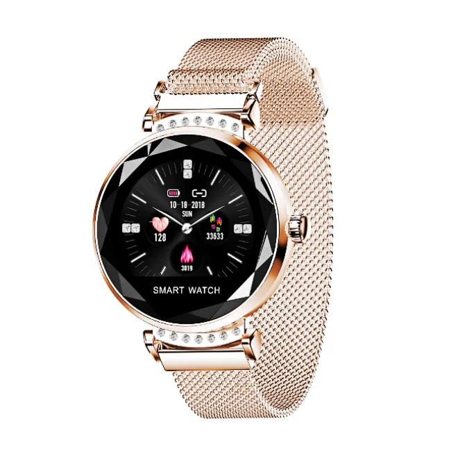

Wholesale Watch H2 Blood Pressure Monitoring Waterproof Women Rose Gold Smartwatch