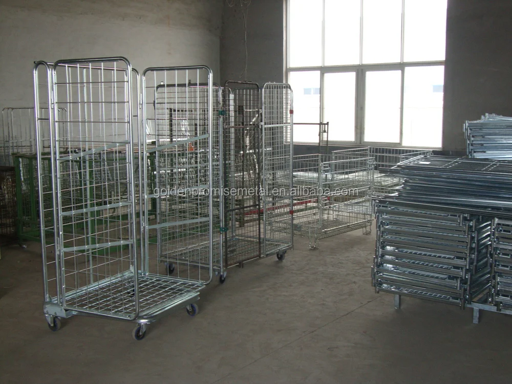 Warehouse Equipment Wire Mesh Struceture Roll Container Steel Trolley Storage Metal Cart Pallet Cages Roll Cages 60604472680