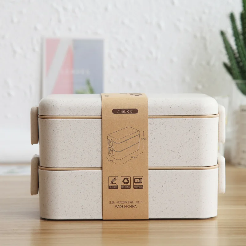 

Wholesale Eco-friendly Leakproof 2 Layer Plastic Wheat Straw Lunch Box for Kids