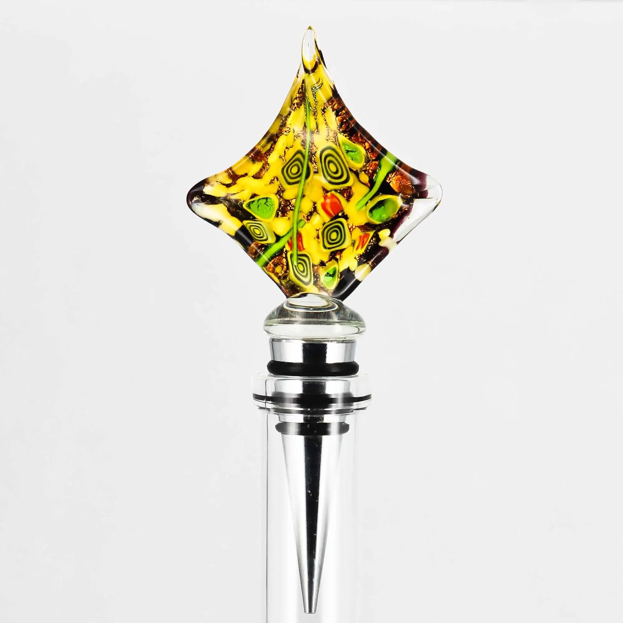 Art Glass Murano Bottle Stopper 5" Blue/pink/black/silver Buy Bottle