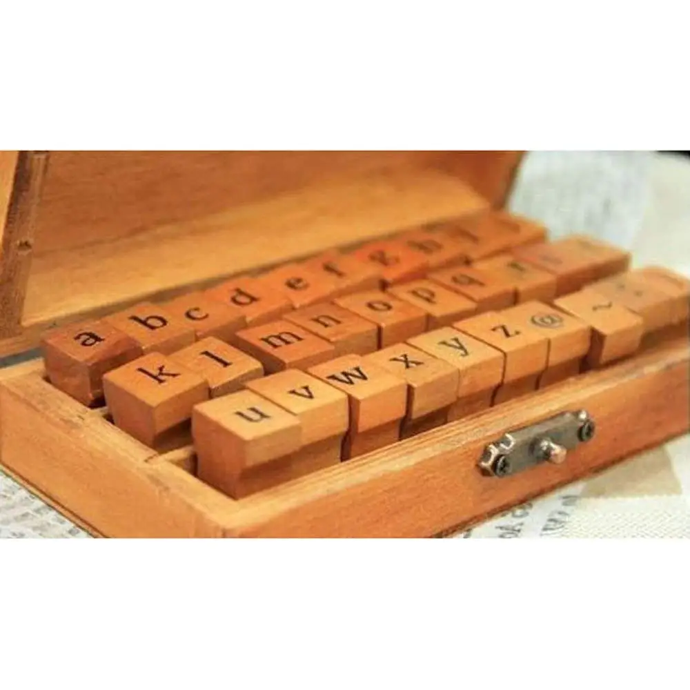 Generic QY-US4-16Jun6-11383746 Box Case Rubber Set Vintage Wooden 70pcs R 70pcs Rubber Stamps Set Vin Number Craft r Craft Alphabet Letters ters Number Craft