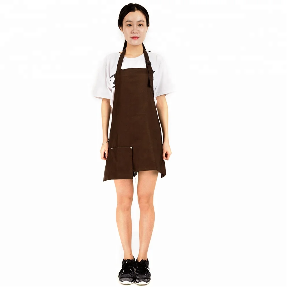 

Brown Professional Barber Salon Beauty Nail Uniform Apron Hair With Pockets