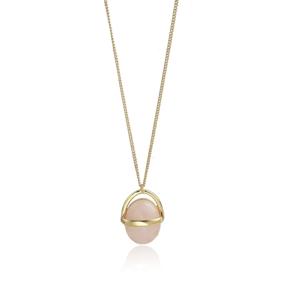 

New arrival gemstone necklace,rose quartz pendant necklace for women, Gold plating