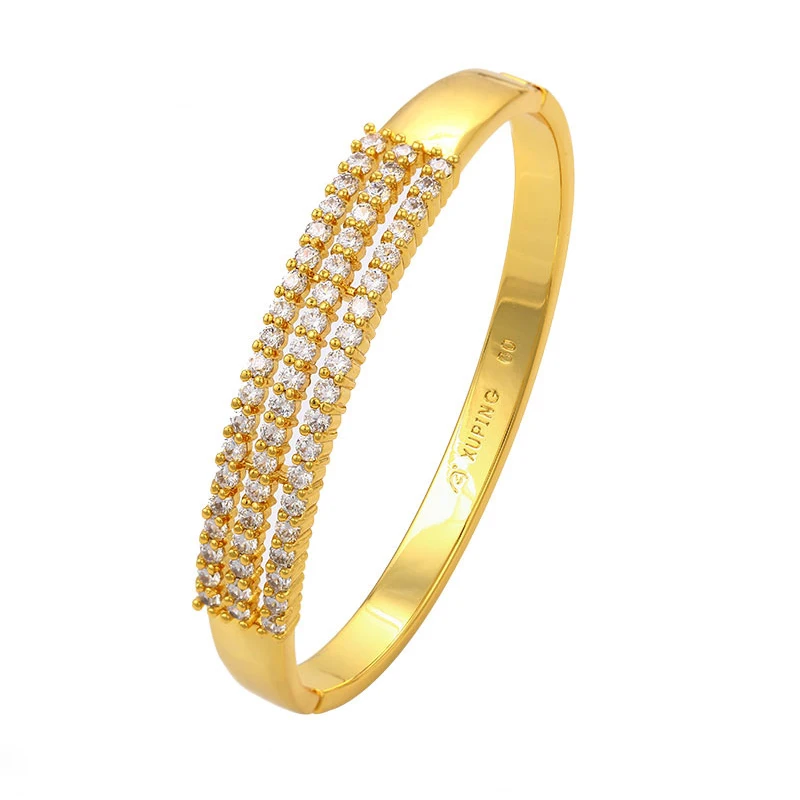

xuping jewelry brass gold plated rhinestone bangle bracelet for women