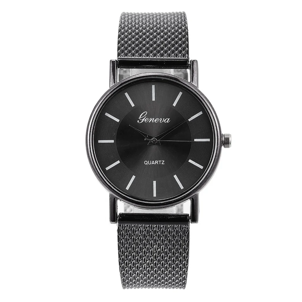 Men Business Slim Analog Quartz Watch,Date Black Dial Wrist Watch with Mesh Bracelet Strap
